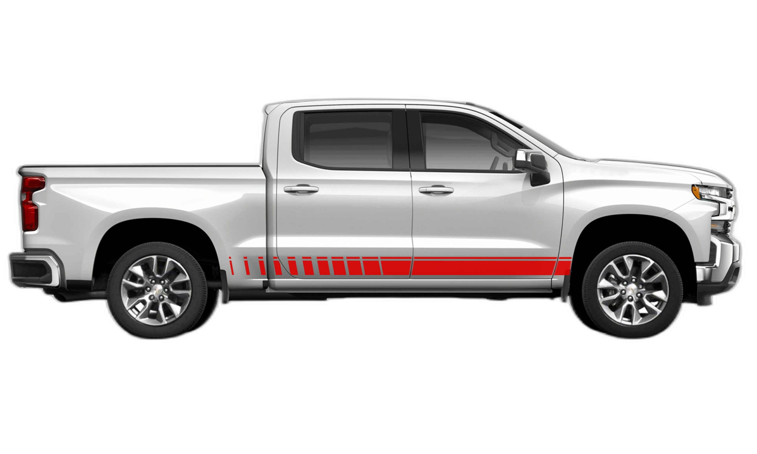 Rocker panel side stripes decals graphics compatible with Chevrolet Silverado