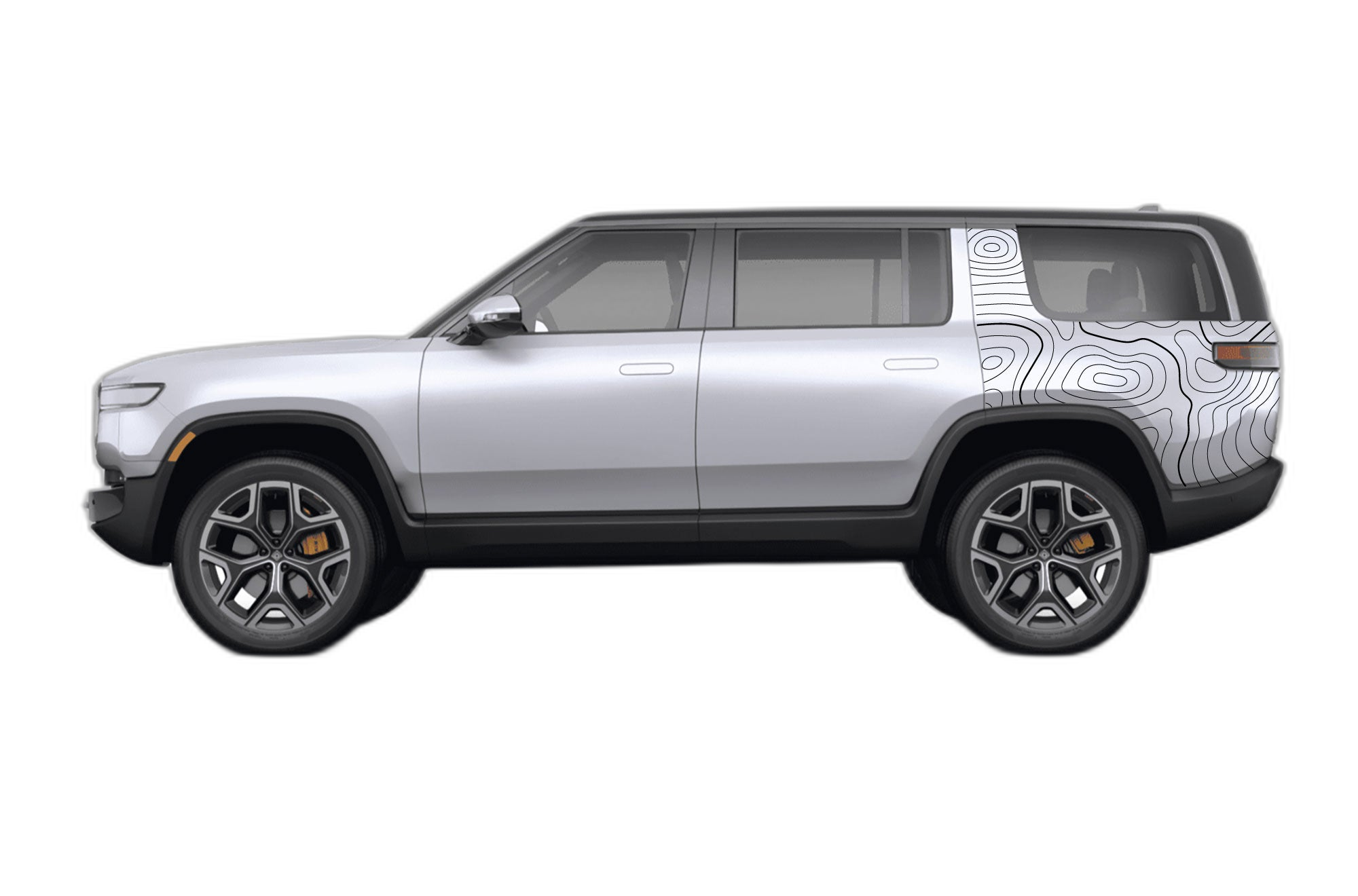 Side back topographic graphics decals compatible with Rivian R1S