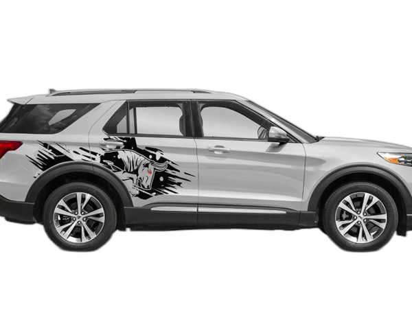 Side back wild bull graphics decals graphics compatible with Ford Explorer
