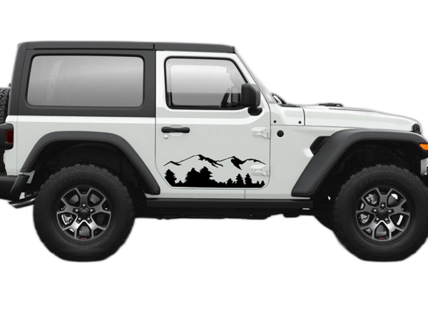 Side door mountain graphics decals compatible with Jeep Wrangler JL 2 doors