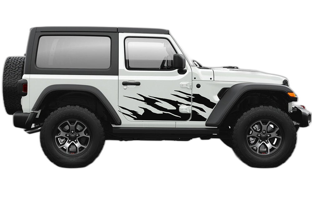 Side door mud splash graphics decals compatible with Jeep Wrangler JL 2 doors