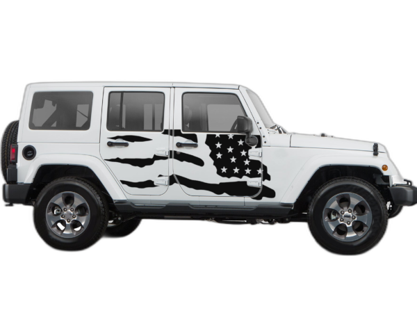 Side Doors Tattered USA Decals Graphics for Jeep Wrangler JK