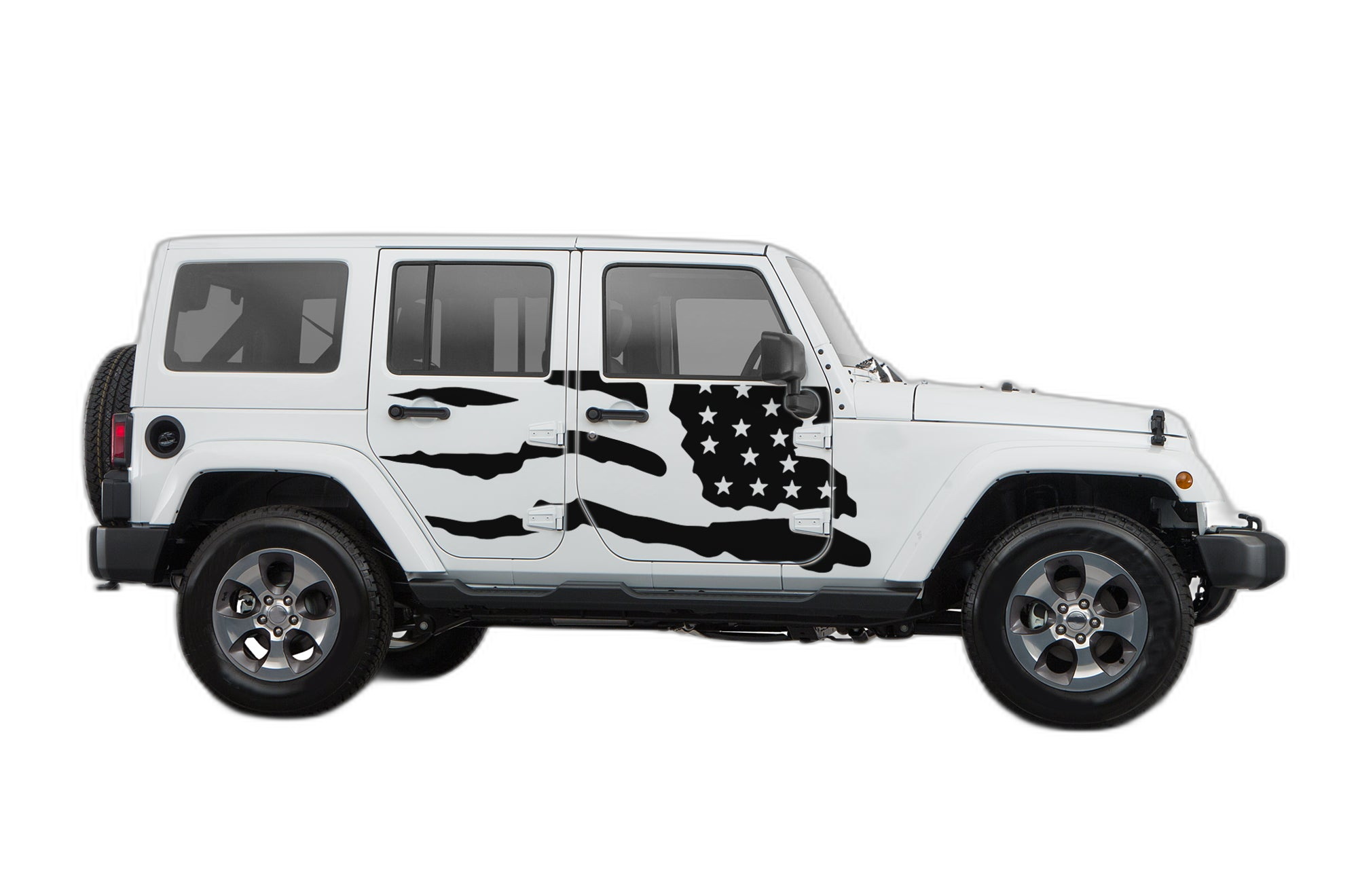 Side Doors Tattered USA Decals Graphics for Jeep Wrangler JK
