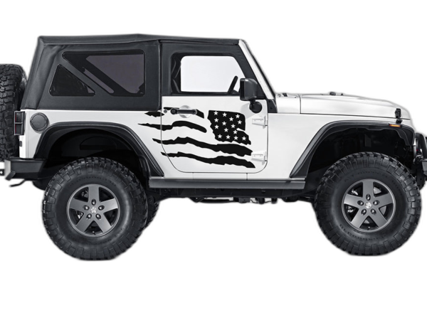 Side doors tattered USA graphics compatible with Jeep Wrangler JK 2 doors