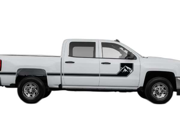 Side line mountain stripes decals graphics compatible with Chevrolet Silverado 2014-2018