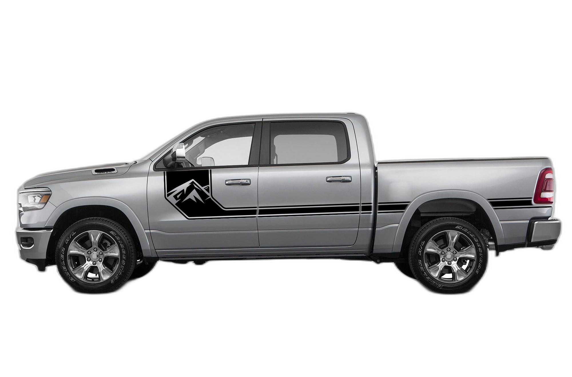 Side line mountain stripes decals graphics compatible with Dodge Ram