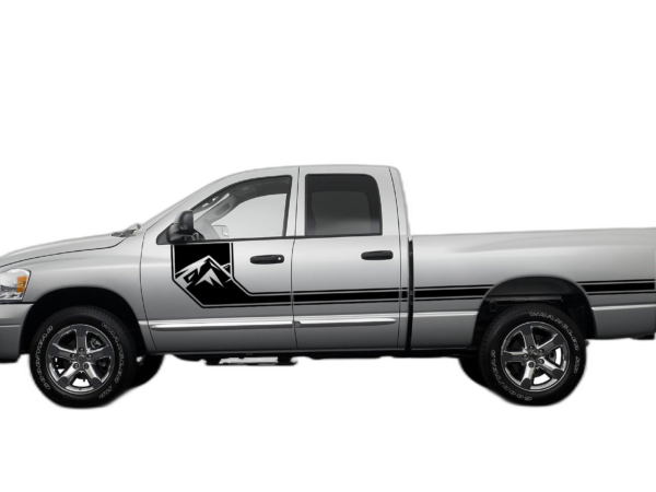 Side line mountain stripes decals graphics compatible with Dodge Ram 2002-2008