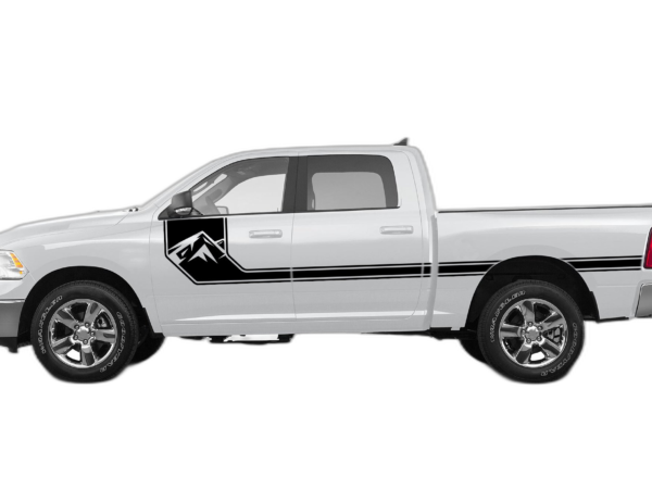 Side line mountain stripes decals graphics compatible with Dodge Ram 2009-2018