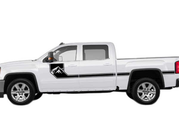 Side line mountain stripes decals graphics compatible with GMC Sierra 2014-2018
