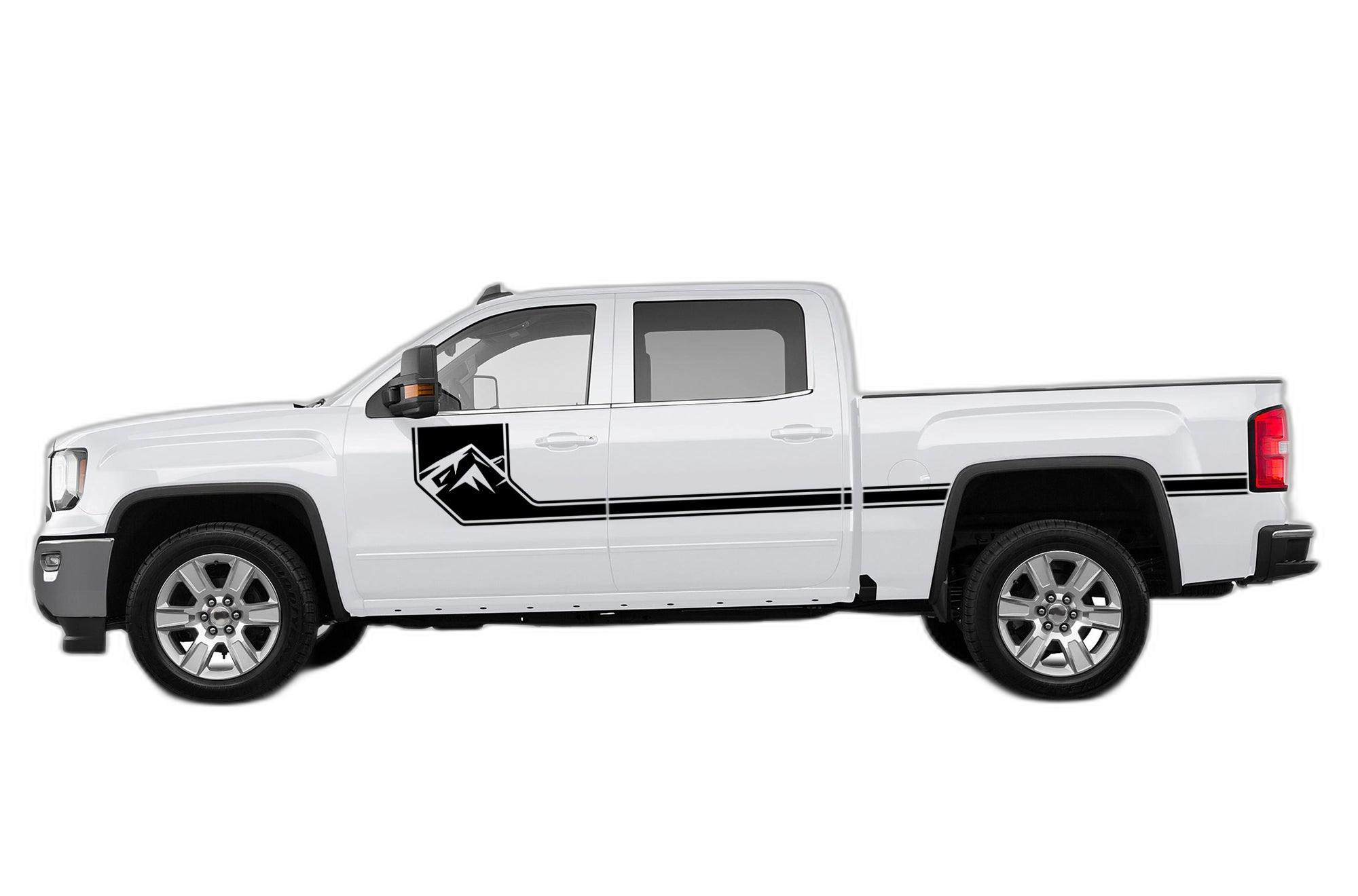 Side line mountain stripes decals graphics compatible with GMC Sierra 2014-2018