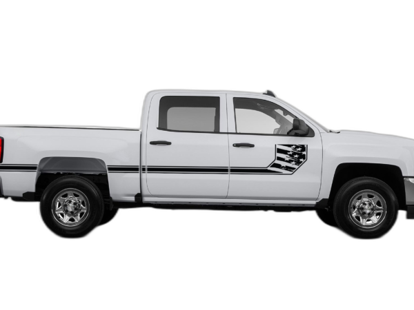 Side Line US Flag Stripes Decals Graphics for Chevrolet Silverado 2014-2018