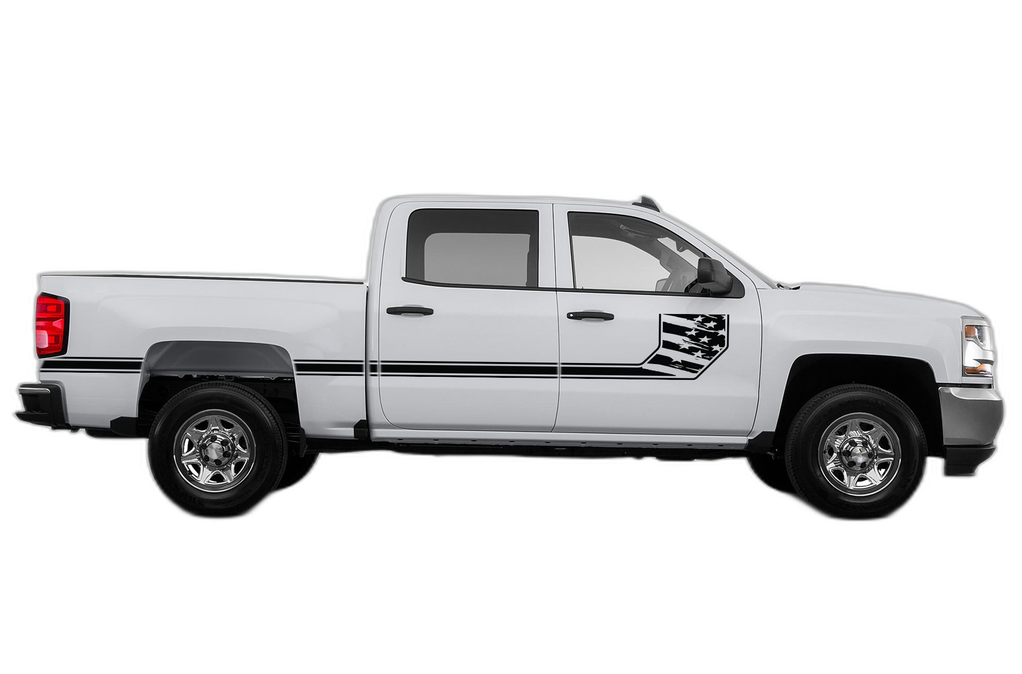 Side Line US Flag Stripes Decals Graphics for Chevrolet Silverado 2014-2018