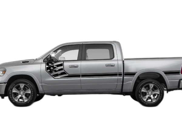Side line US flag stripes decals graphics compatible with Dodge Ram