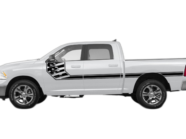 Side line US flag stripes decals graphics compatible with Dodge Ram 2009-2018