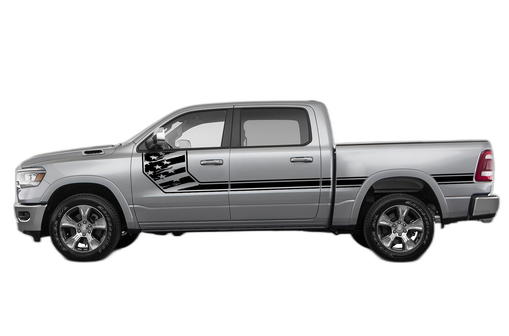 Side Line US Flag Stripes Decals Graphics for Dodge Ram
