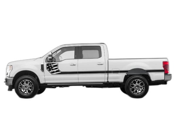 Side line US flag stripes decals graphics compatible with Ford F250 2017-2022