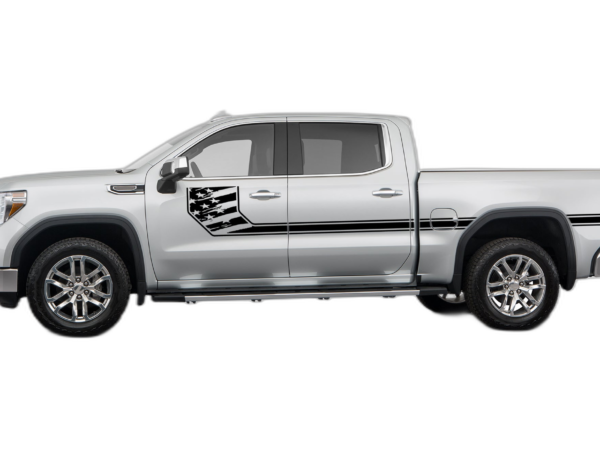 Side line US flag stripes decals graphics compatible with GMC Sierra