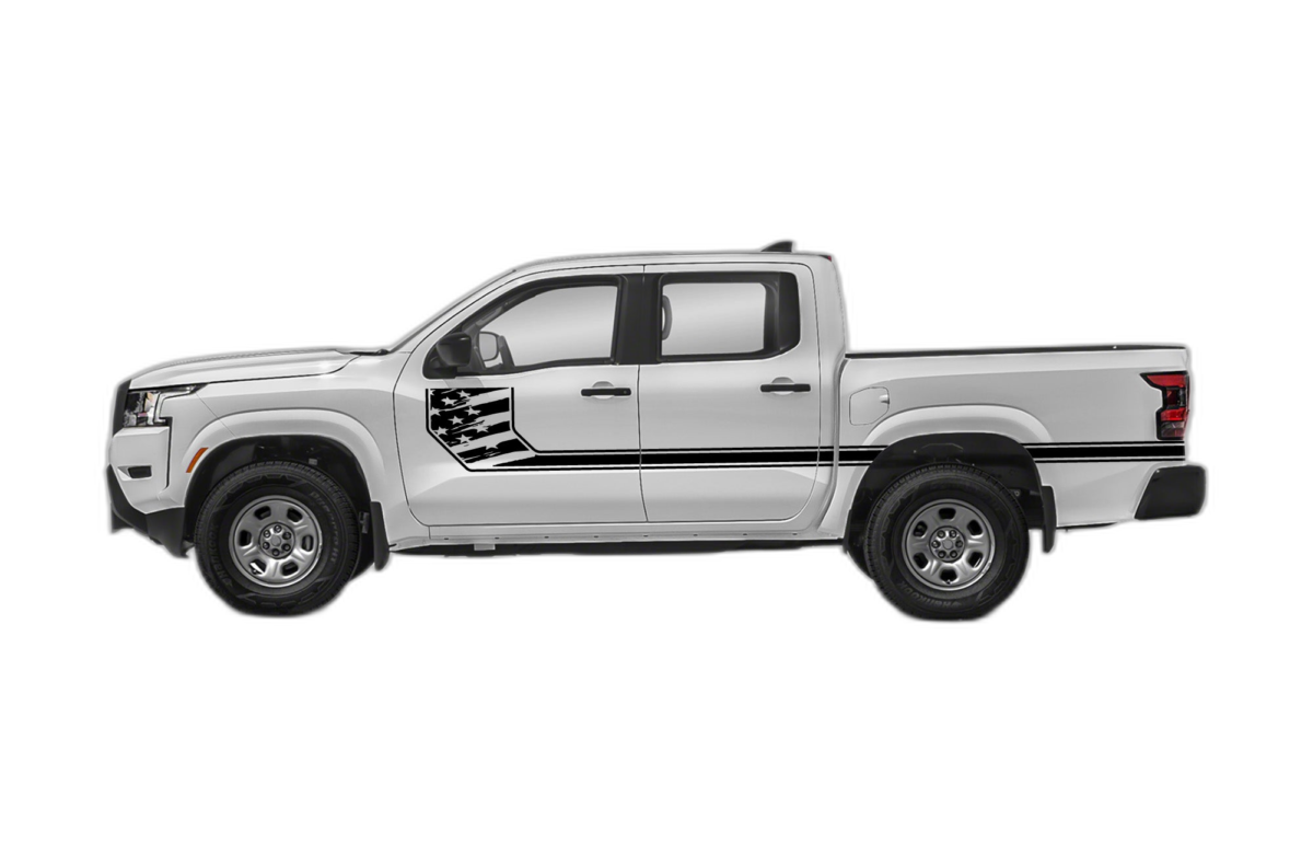 Side line US flag stripes decals graphics compatible with Nissan Frontier