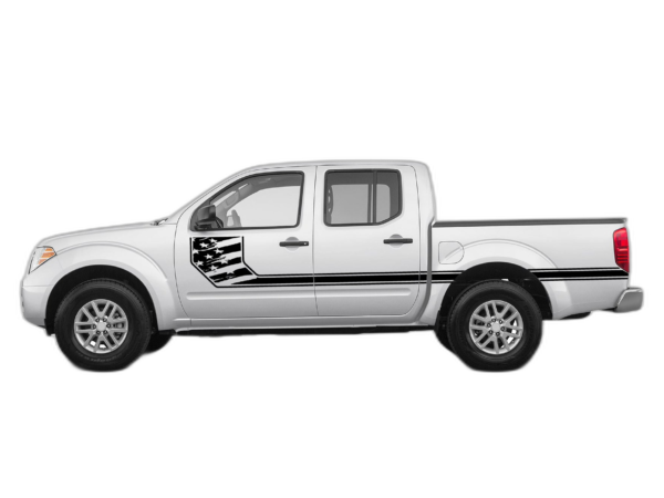Side line US flag stripes decals graphics compatible with Nissan Frontier 2005-2021