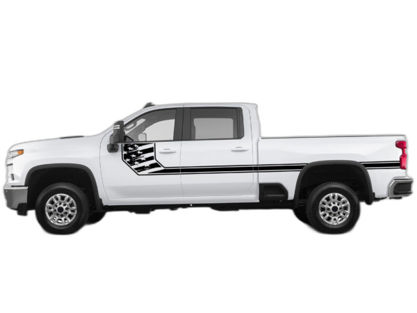 Side line USA flag stripes decals graphics compatible with Chevrolet Silverado 2500HD