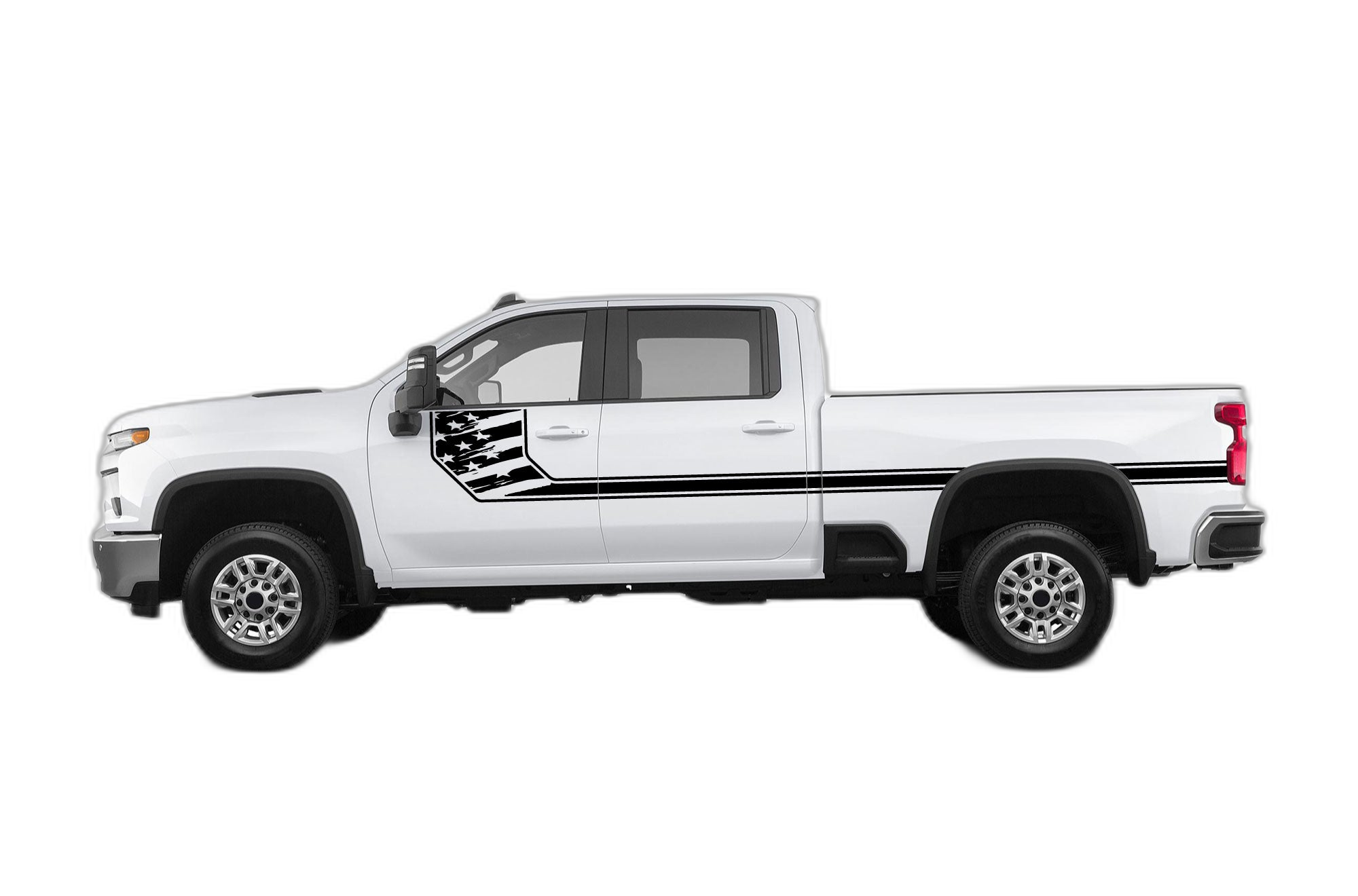 Side line USA flag stripes decals graphics compatible with Chevrolet Silverado 2500HD