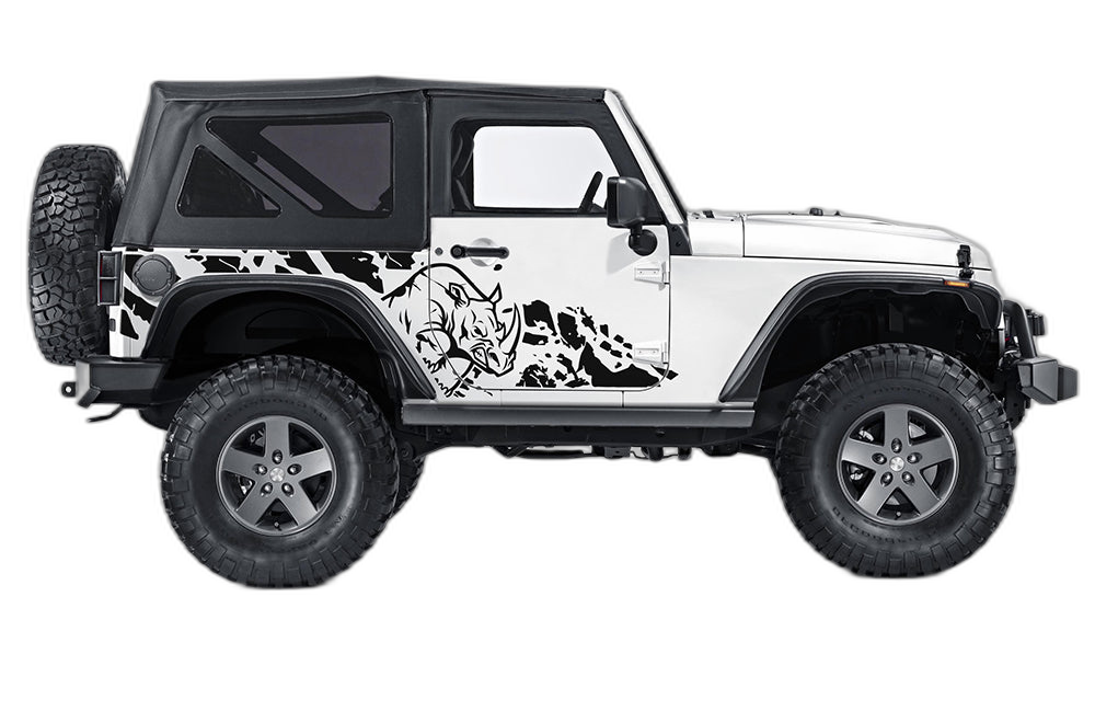 Side rhino splash decals graphics compatible with Jeep Wrangler JK 2 doors