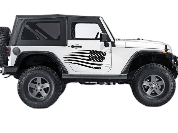 Side Tattered US Decals Graphics for Jeep Wrangler JK 2 Doors