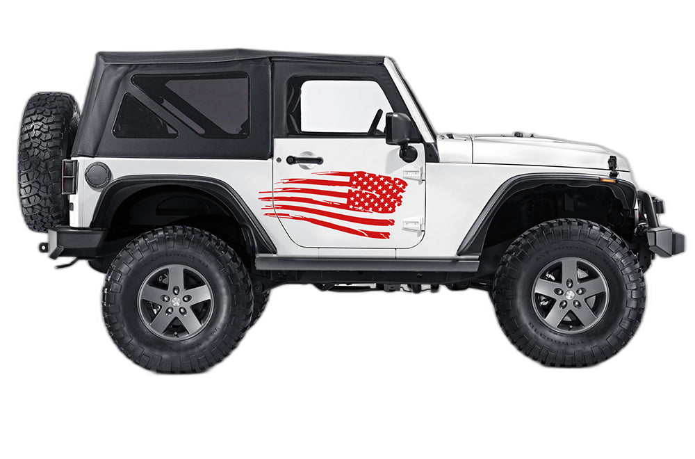 Side tattered US decals graphics compatible with Jeep Wrangler JK 2 doors - Image 2