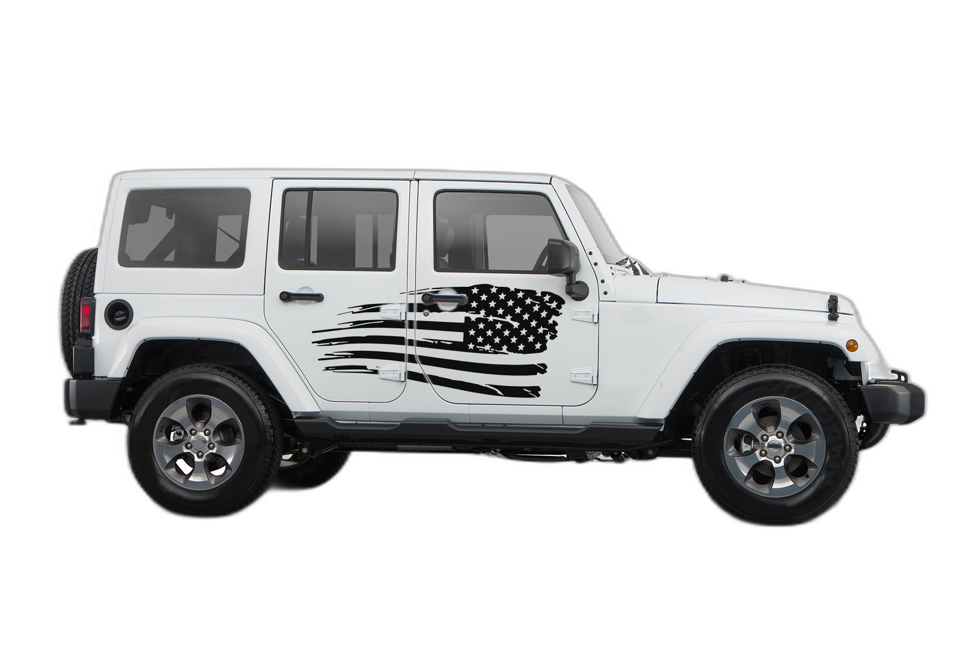 Side Tattered US Decals Graphics for Jeep Wrangler JK