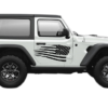 Side tattered US flag graphics decals compatible with Jeep Wrangler JL 2 doors