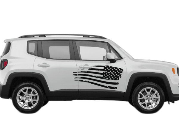 Side tattered US graphics decals compatible with Jeep Renegade