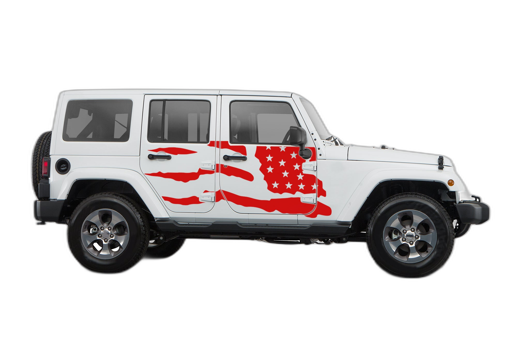 Side Doors Tattered USA Decals Graphics for Jeep Wrangler JK - Image 2
