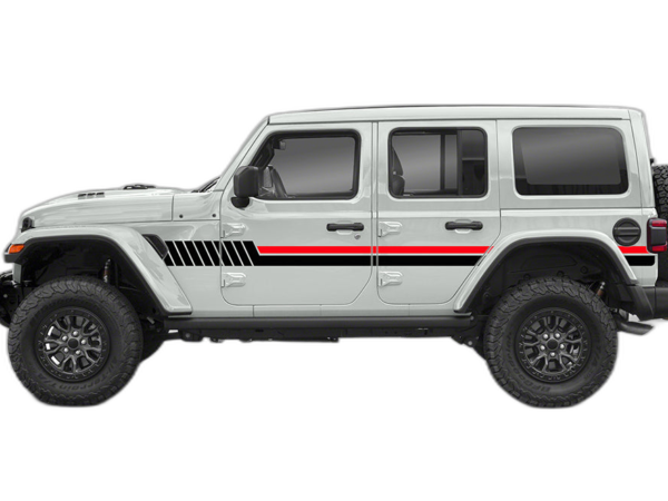 Side hash lines stripes graphics decals compatible with Wrangler JL