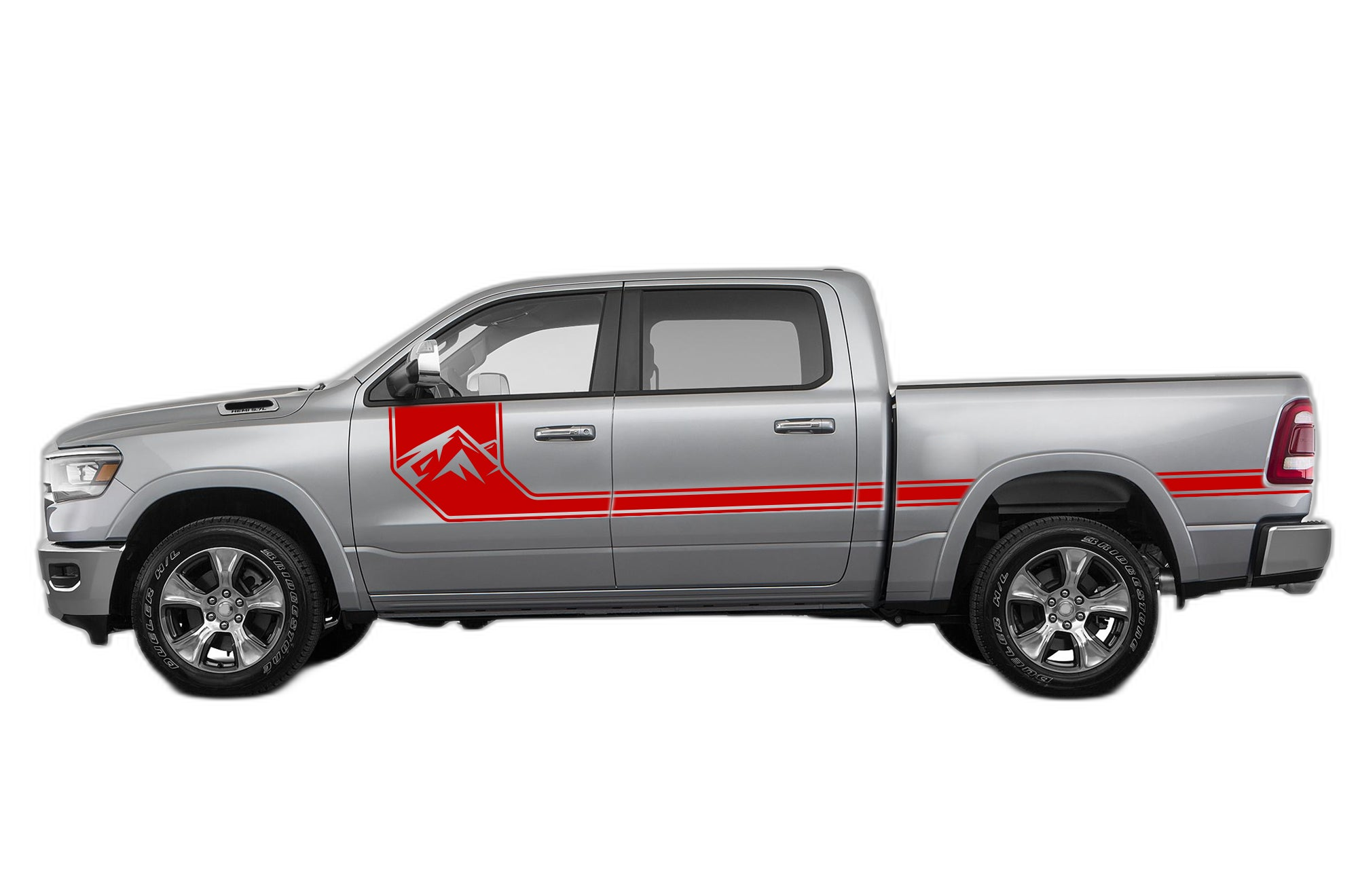 Side line mountain stripes decals graphics compatible with Dodge Ram - Image 2