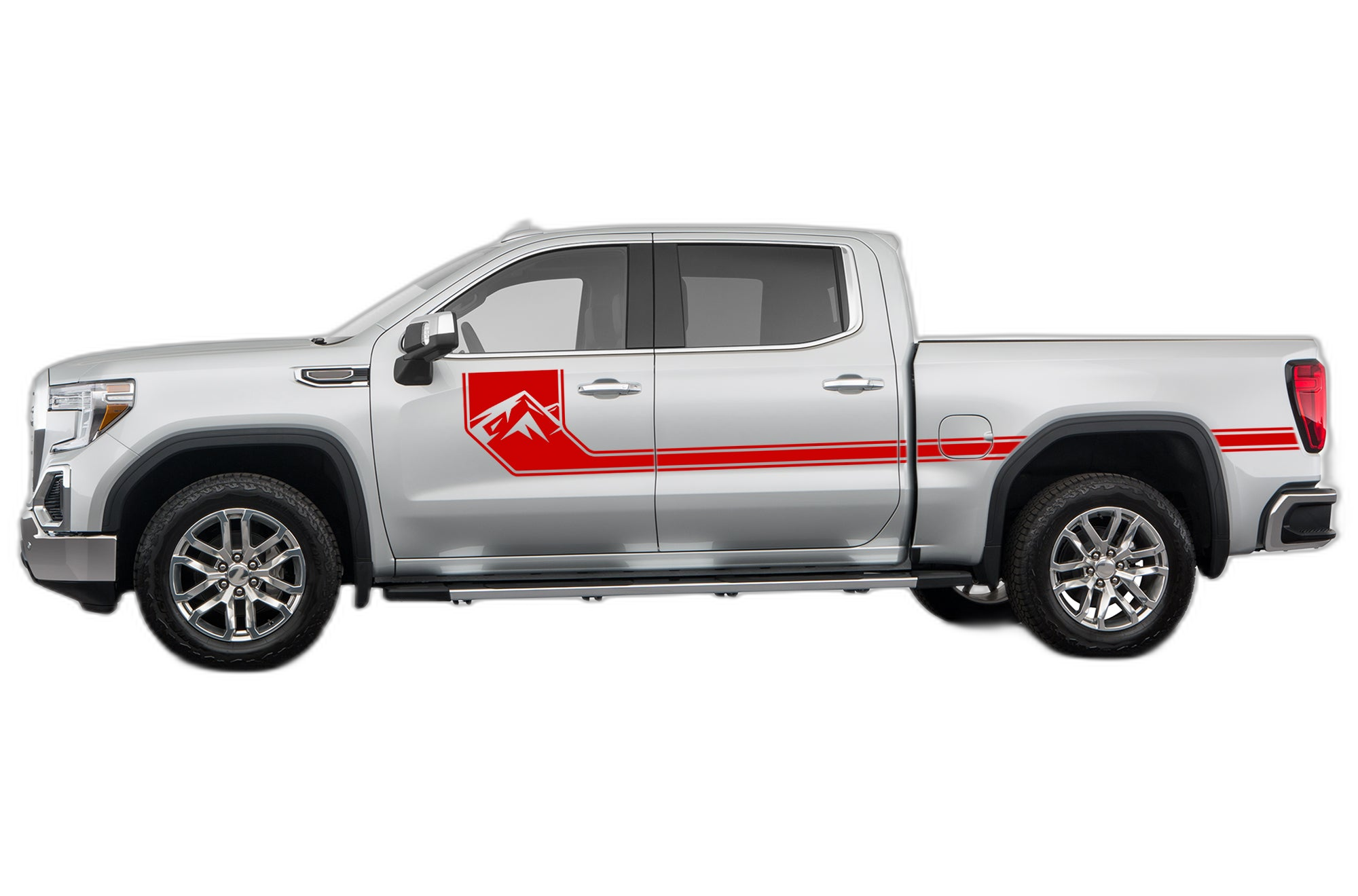 Side Line Mountain Stripes Decals Graphics for GMC Sierra - Image 2