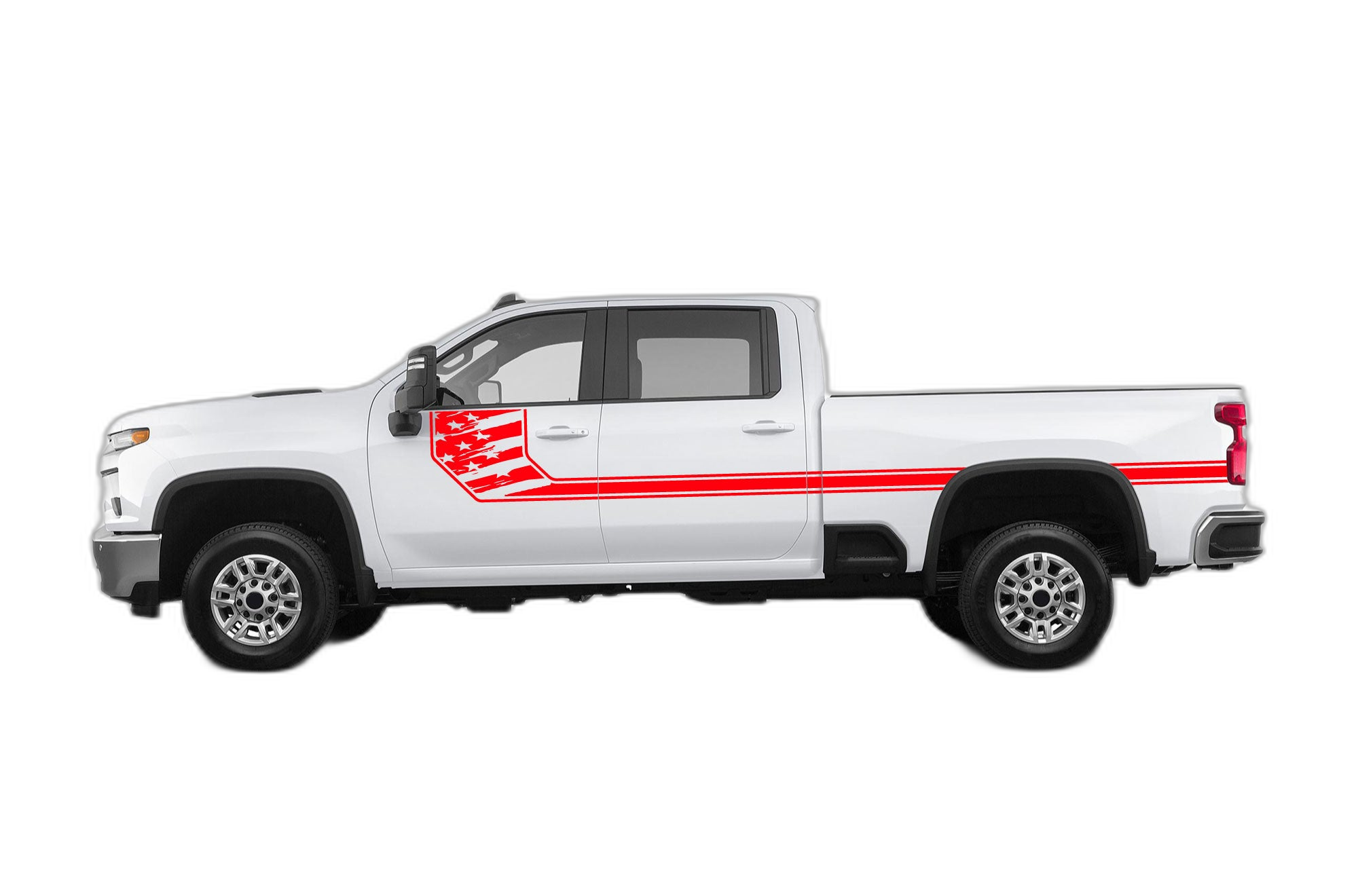 Side Line USA Flag Stripes Decals Graphics for Chevrolet Silverado 2500HD - Image 2