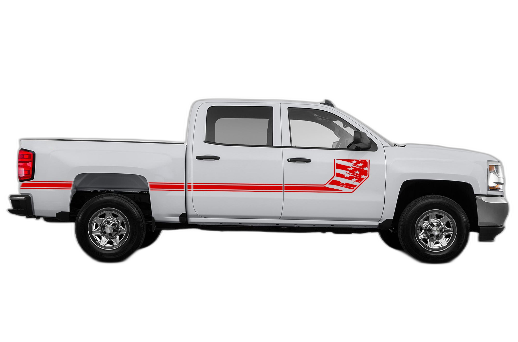Side Line US Flag Stripes Decals Graphics for Chevrolet Silverado 2014-2018 - Image 2