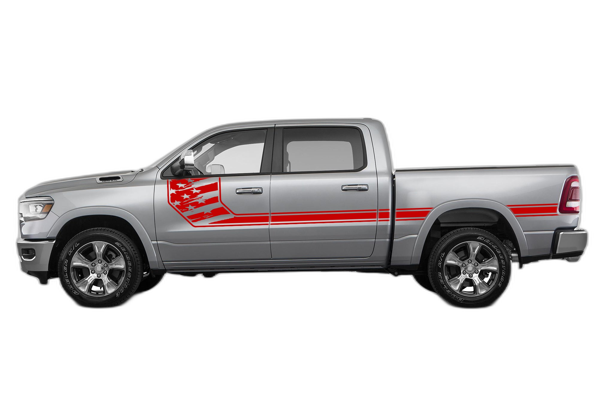 Side Line US Flag Stripes Decals Graphics for Dodge Ram - Image 2