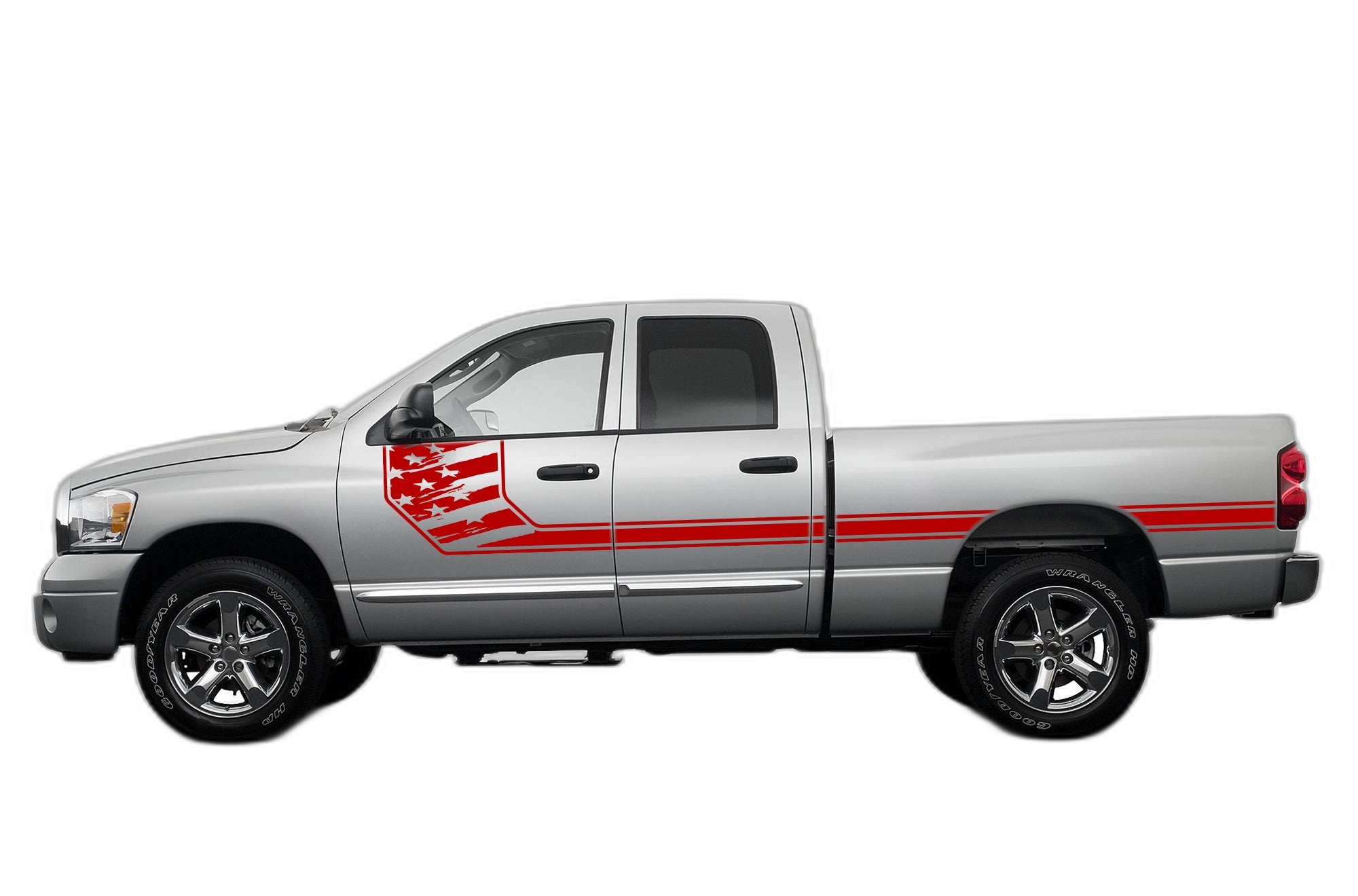 Side Line US Flag Stripes Decals Graphics for Dodge Ram 2002-2008 - Image 2