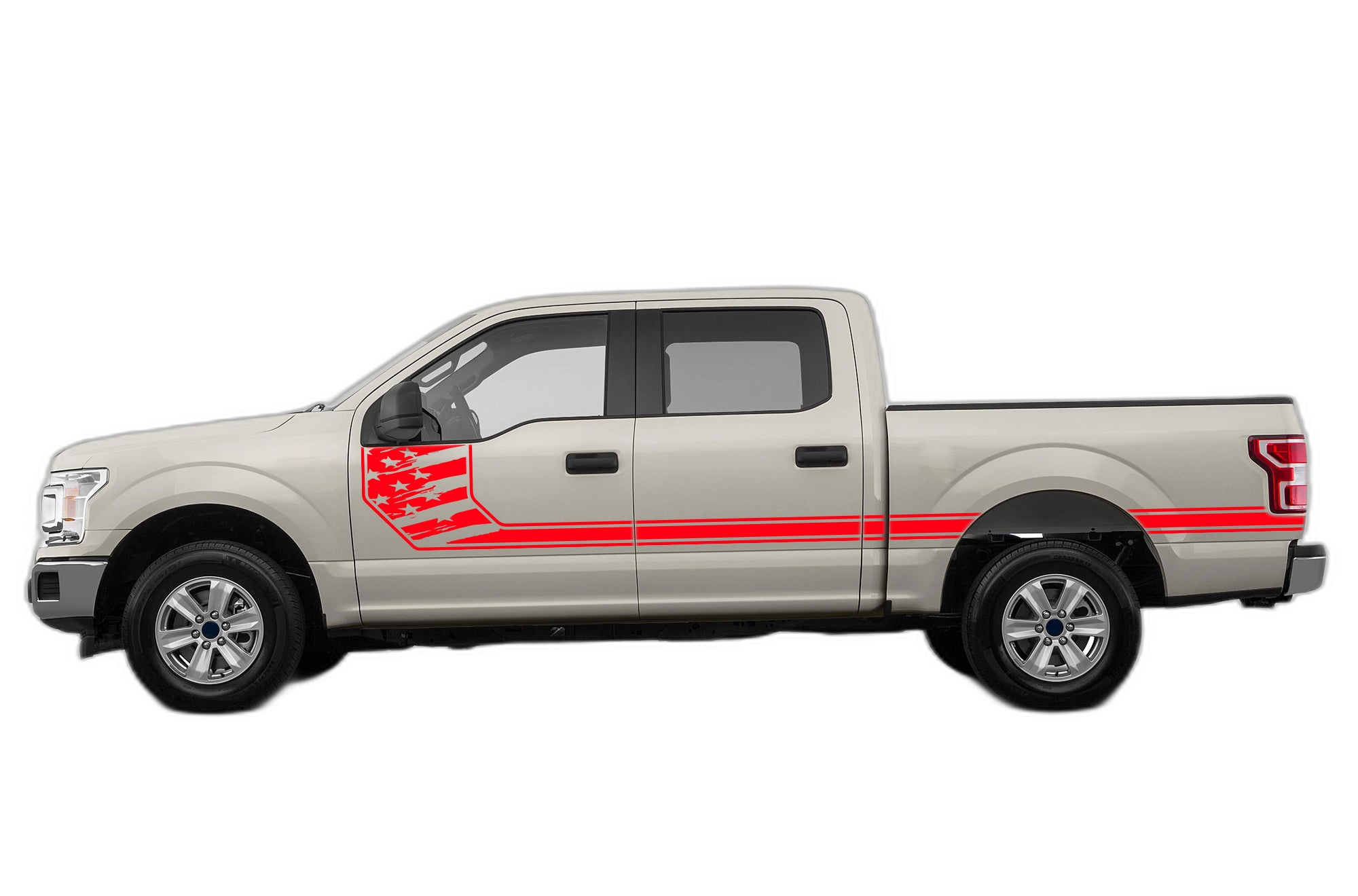 Side line US flag stripes decals graphics compatible with Ford F150 2015-2020