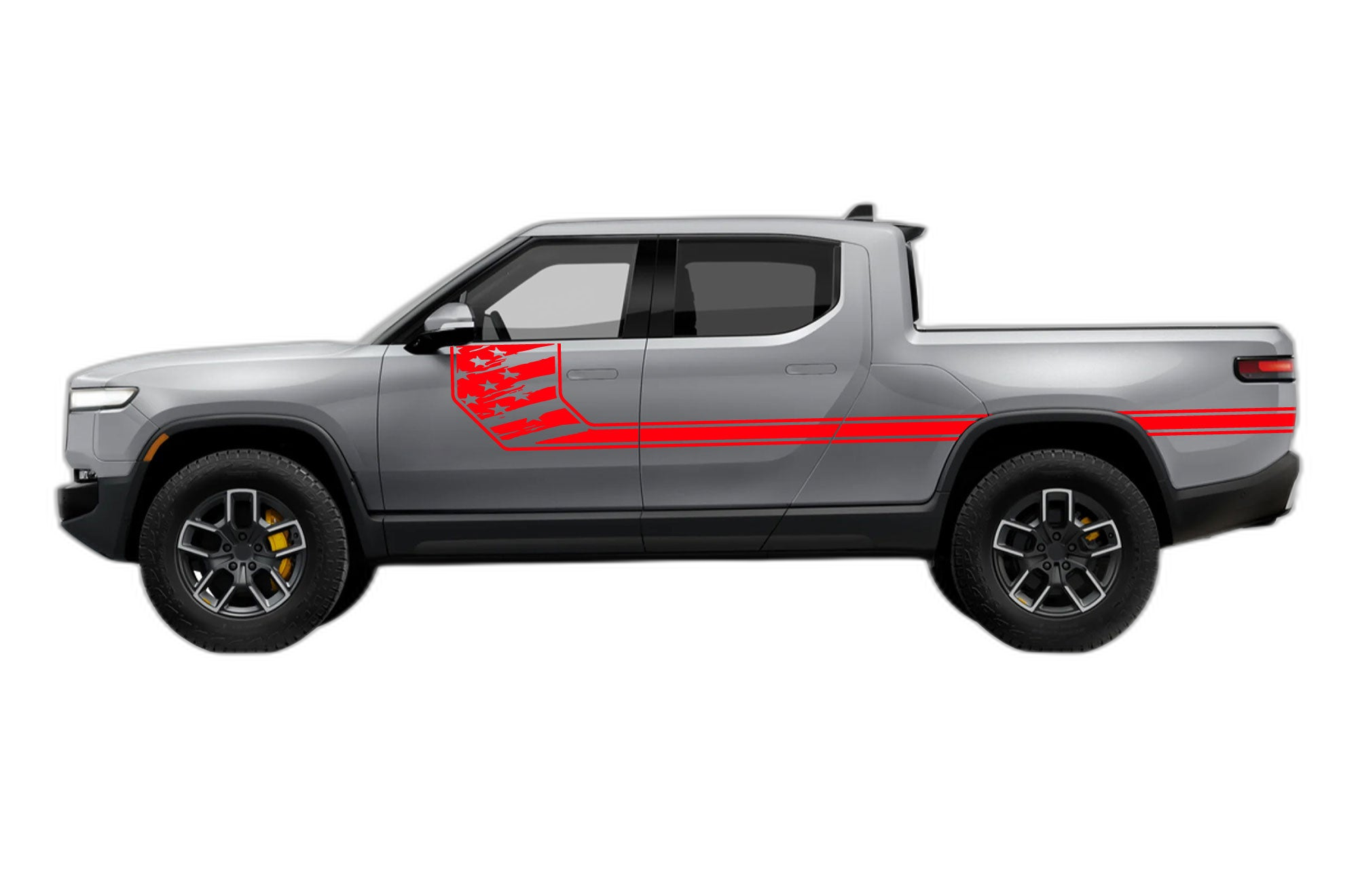 Side line US flag stripes decals graphics compatible with Rivian R1T - Image 2