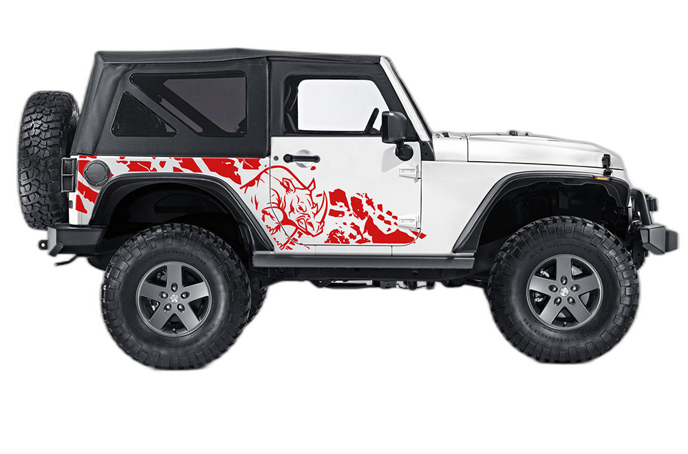 Side rhino splash decals graphics compatible with Jeep Wrangler JK 2 doors - Image 2