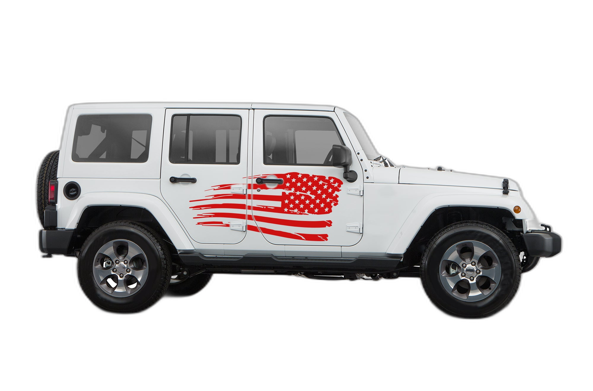 Side Tattered US Decals Graphics for Jeep Wrangler JK - Image 2