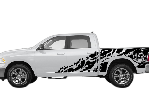 Skull shredded decals graphics compatible with Dodge Ram 2009-2018
