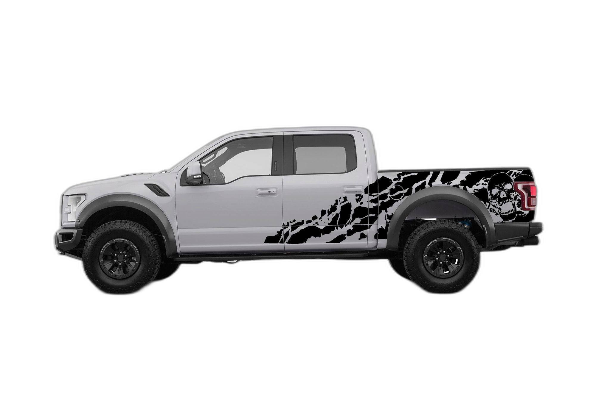 Skull shredded side decals graphics compatible with Ford F150 Raptor 2017-2020