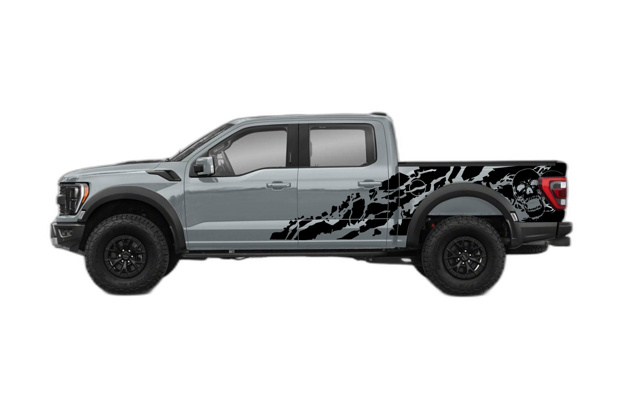 Skull shredded side decals graphics compatible with Ford F150 Raptor