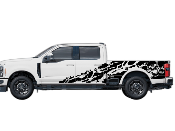 Skull shredded side decals graphics compatible with Ford F250