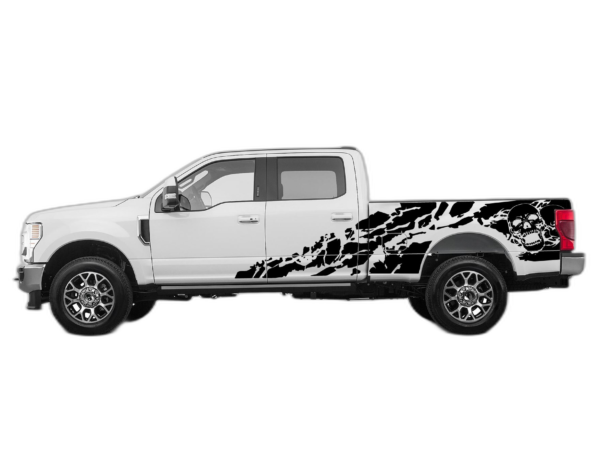 Skull Shredded Side Decals Graphics for Ford F250 2017-2022