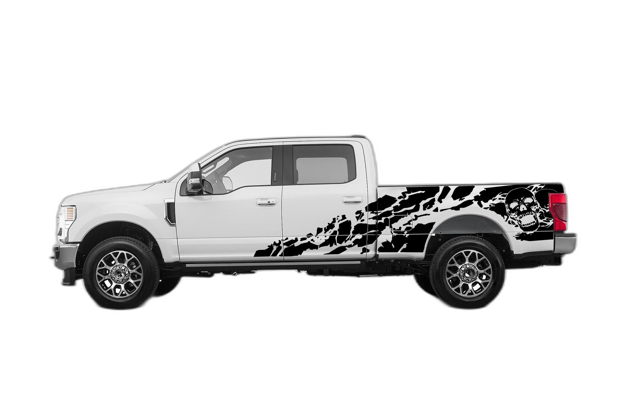 Skull Shredded Side Decals Graphics for Ford F250 2017-2022