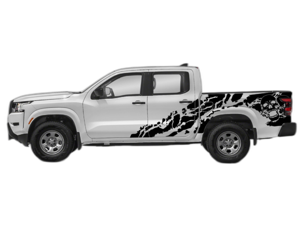 Skull shredded side decals graphics compatible with Nissan Frontier